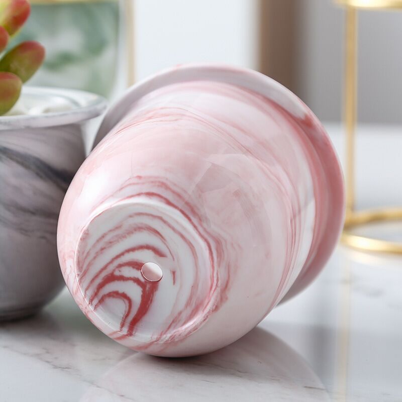 Marble pattern gilded ceramic flower pot