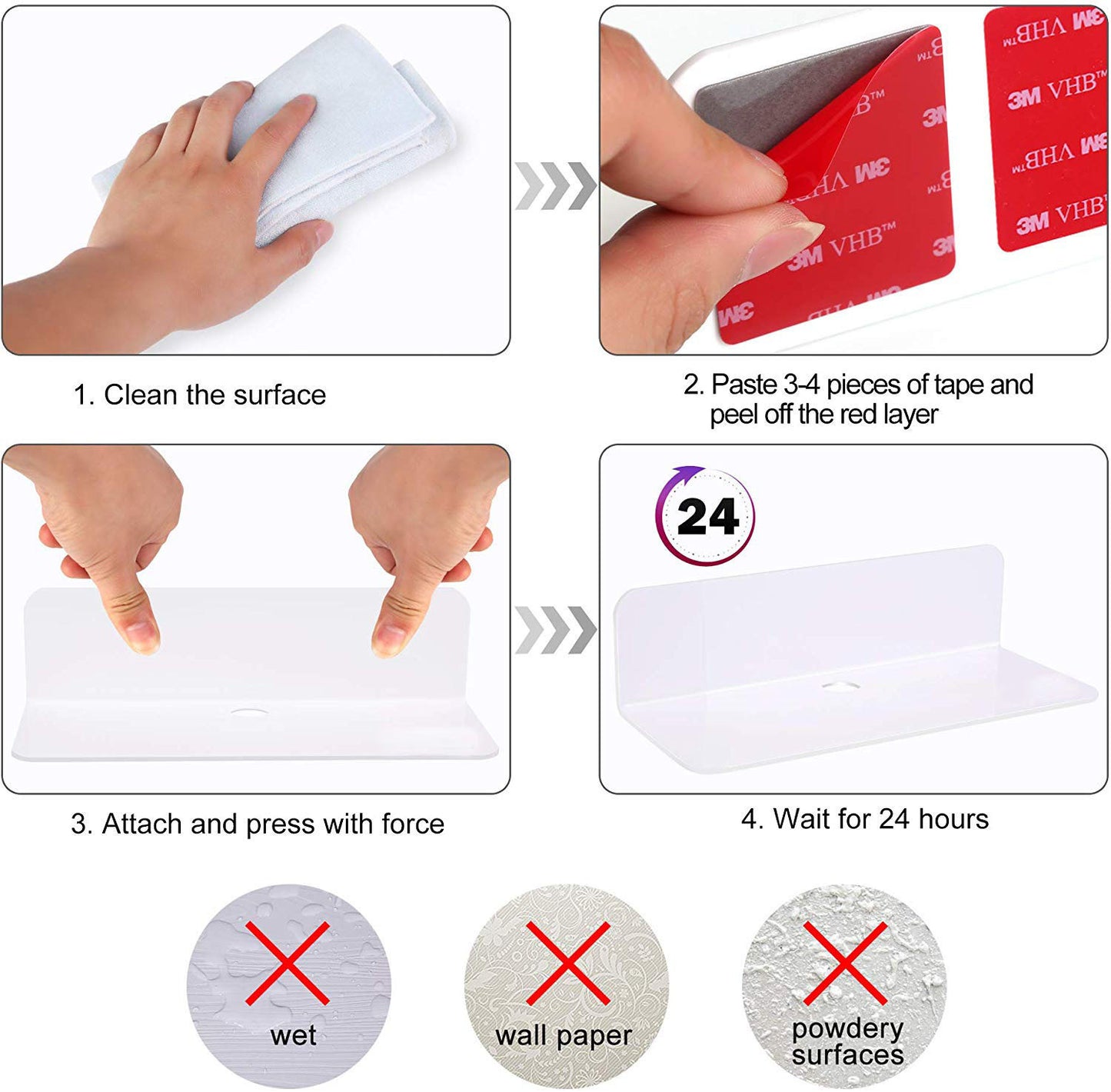 Floating Shelf Wall-mounted Perforation-free Wall Storage Rack