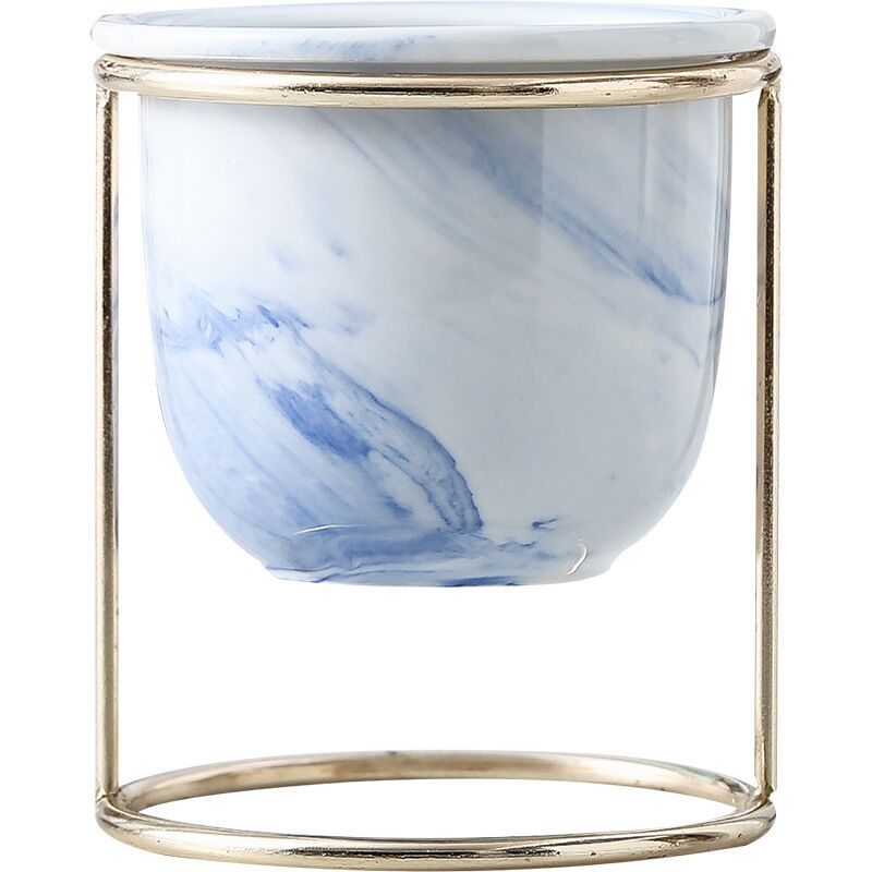 Marble pattern gilded ceramic flower pot