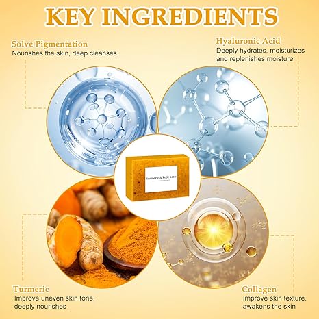 Only Supports Self Pickup With Waybill Turmeric Kojic Acid Brightening Soap, Deep Cleansing & Hydrating Bar For Radiant, Even-Toned Skin