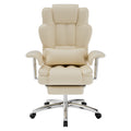 Office Chair, Big And Tall Executive Office Chair With Footrest, Leather Computer Chair, Ergonomic Reclining Chair High Back , Large Home Office Chair Beige