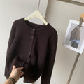 Retro Crew Neck Knitted Cardigan For Women