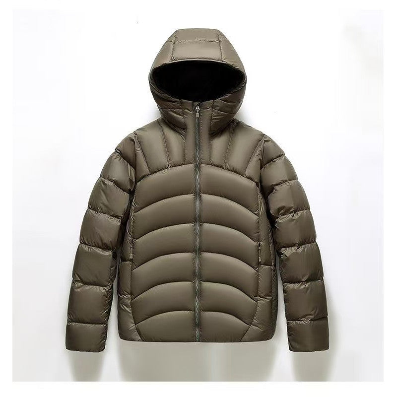 2025 New Unisex Hooded Down Jacket Couple Style Ribbed