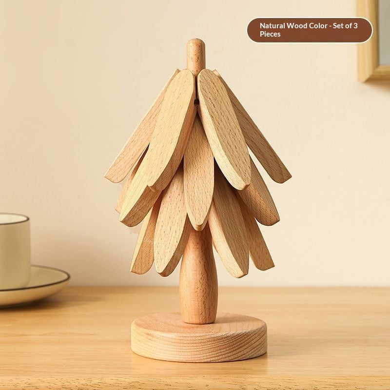 Tree Design Stand Wooden Trivets Decorative Anti Scald Heat Resistant Table Mat Coaster Wood Placemats Pot Table Heat Insulation Pad