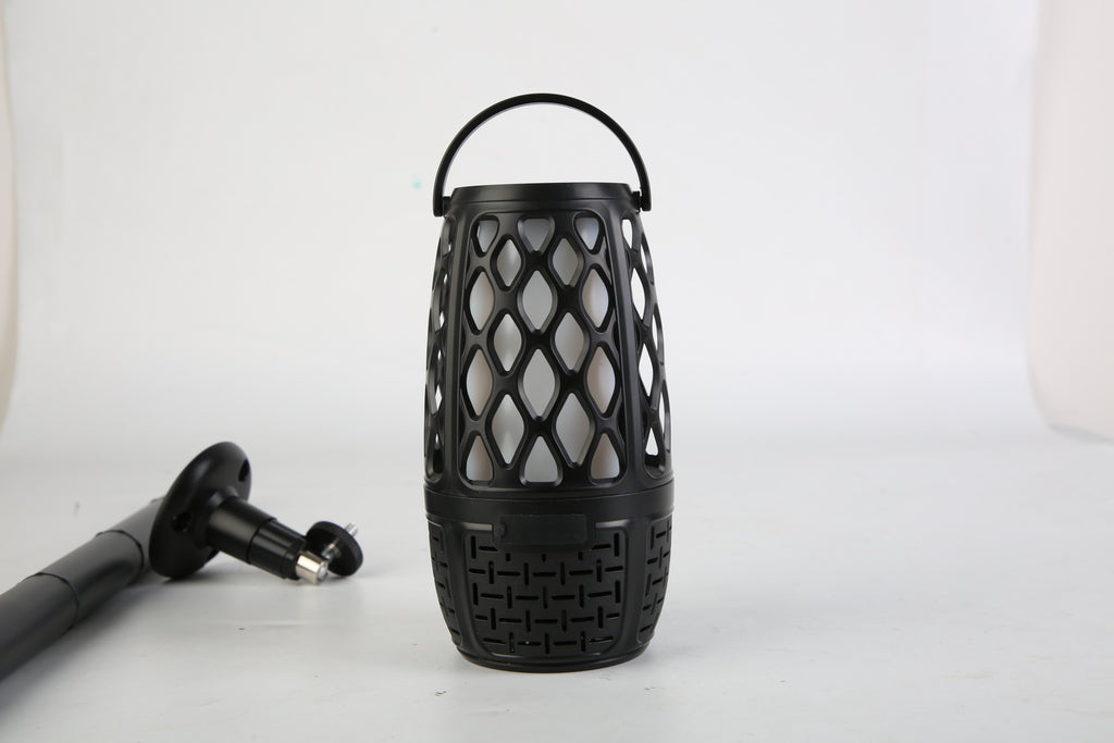 1Pc 4 In 1 Wireless 5.3 Outdoor Speaker IPX5 Waterproof Patio Speaker LED Flame Speaker With 3 Flame Light Modes Hook Stake Wall Mount Holder Sync Up To 1,00 Speakers