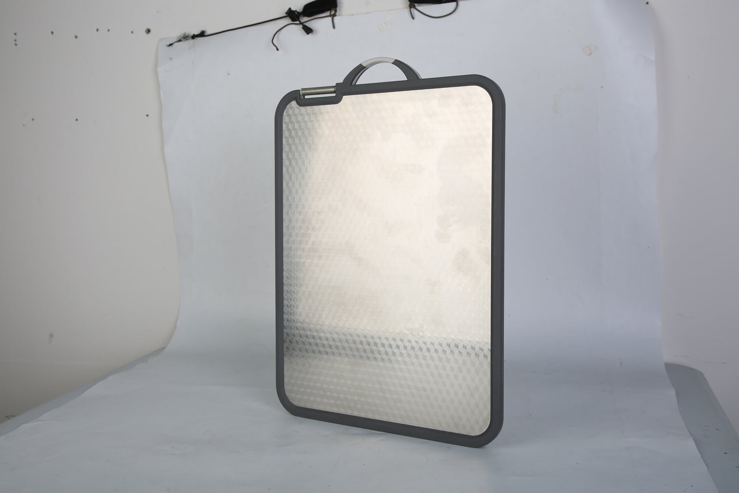 2Pcs Double Sided Cutting Board Stainless Steel PP Chopping Board Lightweight Kitchen Cutting Board Mesh Design With Grinding Zone Knife Sharpener Handle Dishwasher Safe