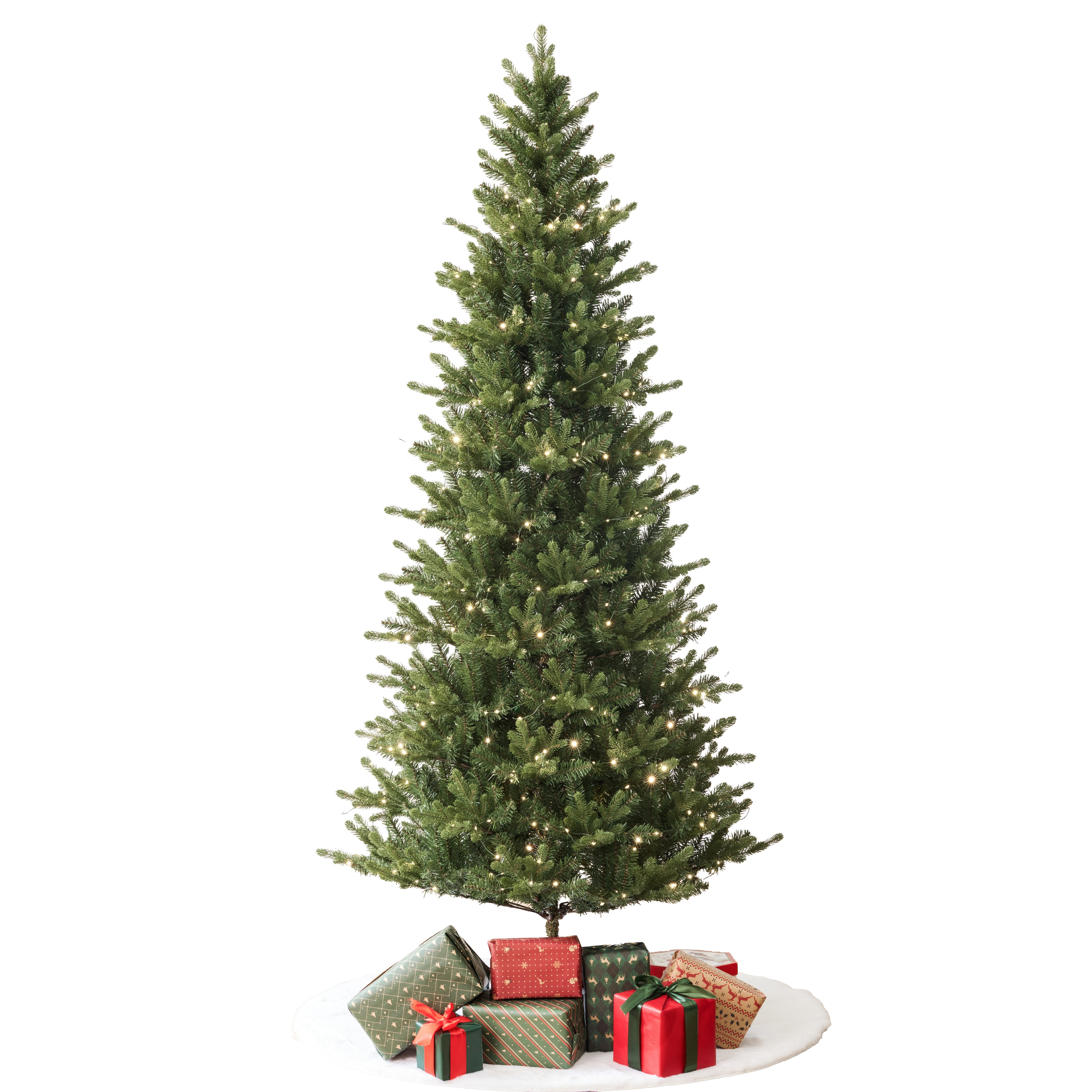 Aspen Slim Fir 7.5ft Christmas Tree Pre-Lit Artificial With 4,570 Branch Tips & 1,555 Low-Voltage Warm LED Lights, Foldable Stand & Realistic Flame-Resistant Branches