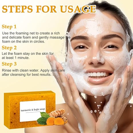 Only Supports Self Pickup With Waybill Turmeric Kojic Acid Brightening Soap, Deep Cleansing & Hydrating Bar For Radiant, Even-Toned Skin